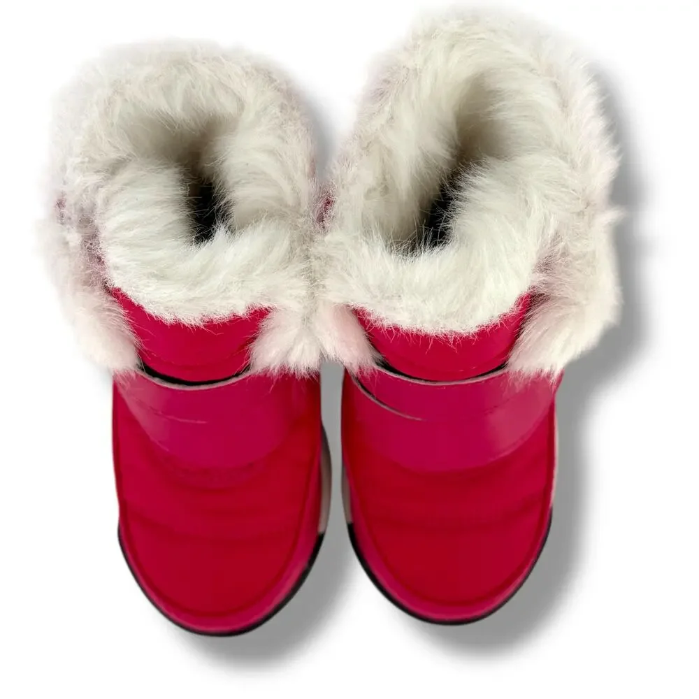 Sorel Whitney II Hot Pink Faux Fur Snow Boots Baby Girl Size 4 Waterproof